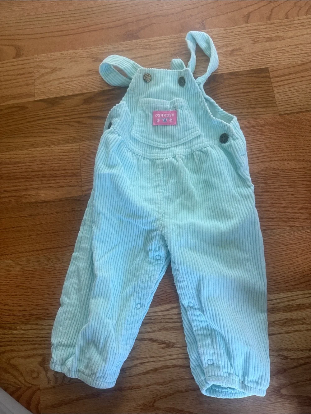 Vintage OshKosh B'gosh Mint Green Corduroy Overalls size 24 months